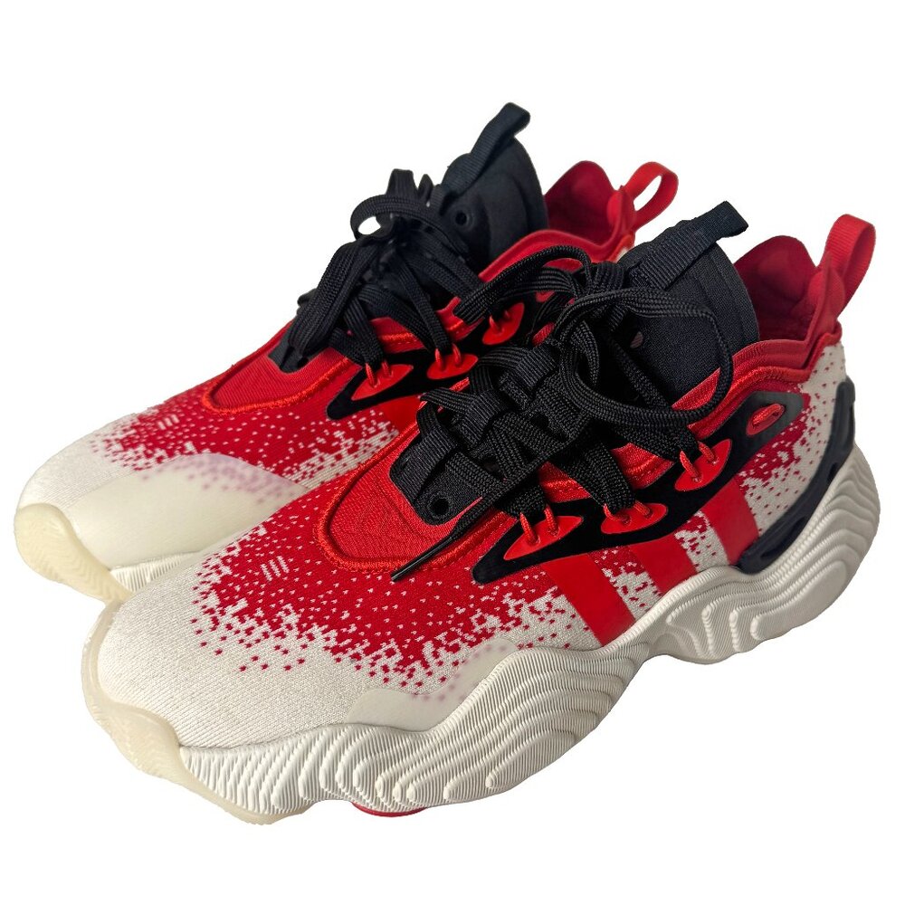New Adidas Trae Young 3 Basketball Shoes White Black Red Youth Size 5
